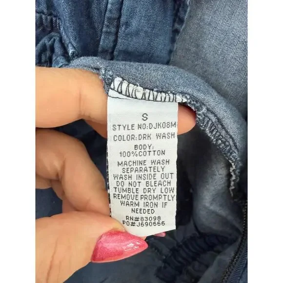 Cavalini Denim Utility Jacket | Zip Front Drawstring Waist | Lightweight | Size - Picture 8 of 9